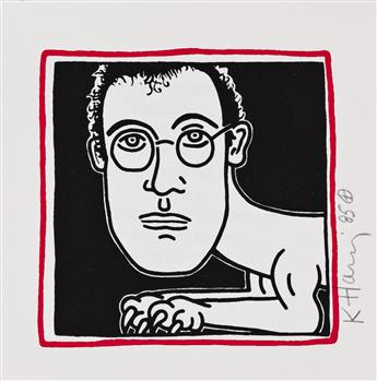KEITH HARING (1958-1990) Self Portrait (Invitation to Palladium Dinner).